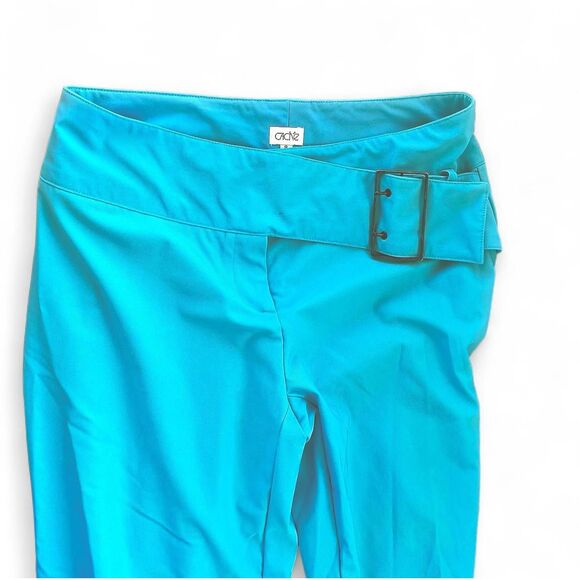 Cache Women's Blue Trousers W/ Gunmetal Buckle Belt Sz 8 - Picture 5 of 5